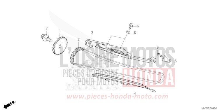 CHAINE A CAMES/TENDEUR de NC750X "Méca" MAT PEARL GLARE WHITE (NHB54) 2025